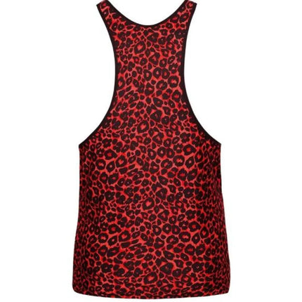 Rotes und schwarzes leopard print tank top mit figurbetonter passform von anais men tribal top s