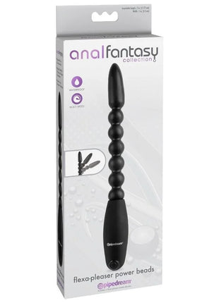Schwarze flexa-pleaser power beads mit texturierter segmentierung und glattem griff für anal spielzeug
