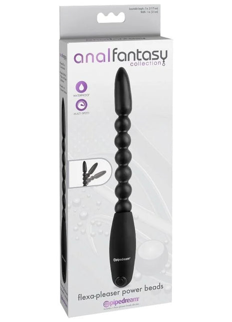 Schwarze flexa-pleaser power beads mit texturierter segmentierung und glattem griff für anal spielzeug