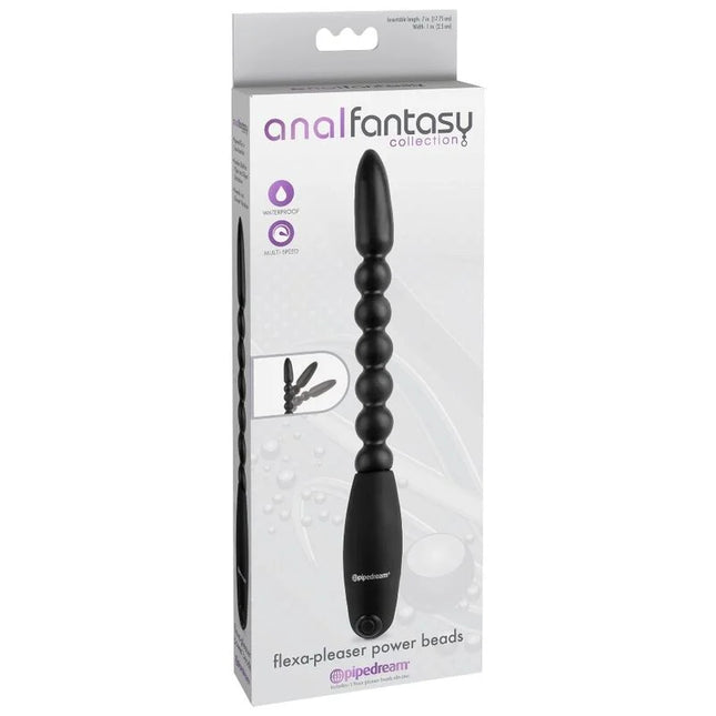 Schwarze flexa-pleaser power beads mit texturierter segmentierung und glattem griff für anal spielzeug