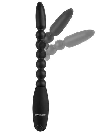 Schwarzer silikon anal eier massager mit segmentiertem perlen-design und drei verlängerten spitzen
