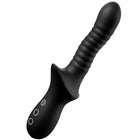Schwarzer silikon anal massager mit geriffelter struktur und drei bedientasten im handle von anal fantasy elite