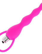 Analstimulator mit fuchsia-vibration rosa silikon mit welliger struktur herzförmigem ring und metallknopf am griff