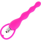 Analstimulator mit fuchsia-vibration rosa silikon mit welliger struktur herzförmigem ring und metallknopf am griff