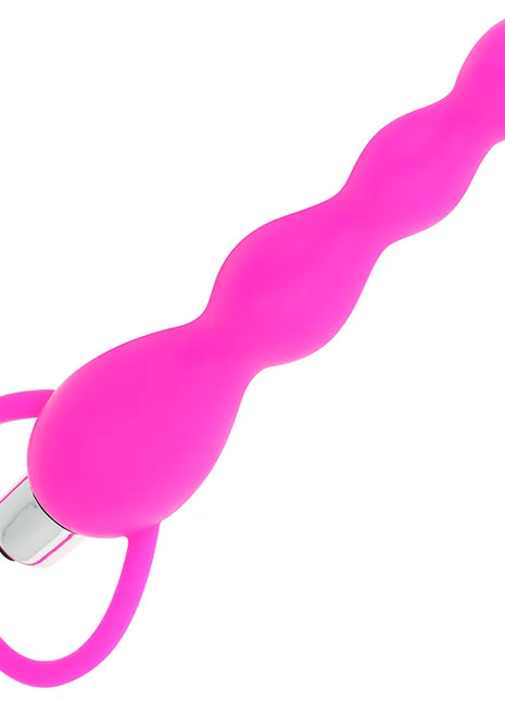 Analstimulator mit fuchsia-vibration pinke silikon-vibrationsspielzeug mit herzförmigem ring am grund