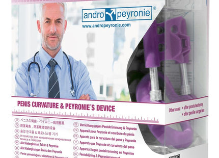 Purple plastik- und metallgerät zur korrigierung der peniskrümmung in transparenter verpackung androPeyronie