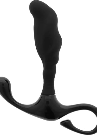 Schwarzer silikon analplug mit ergonomischem design und gebogenem griff für anfänger prostata-vibrator