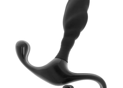 Schwarzer silikon analplug mit ergonomischem bogen und grifflasche für anfänger prostata vibrator