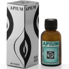Braune glasflasche mit schwarzem verschluss und grünem apium etikett für vitamin b12 und ginkgo biloba tropfen