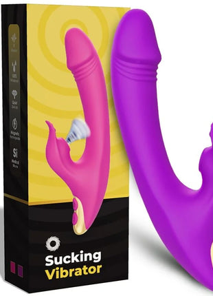 Purple pink silikon saug vibrator mit goldenen akzenten für klitoris und g-punkt stimulierung