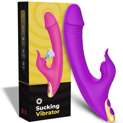 Purple pink silikon saug vibrator mit goldenen akzenten für klitoris und g-punkt stimulierung