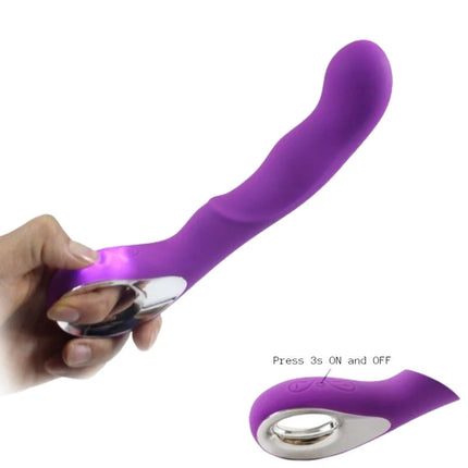 Lila silikon vibratoren mit silbernem metallknopf und bedienfeld arcony anna pull ring vibrator