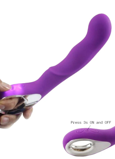 Lila silikon vibratoren mit silbernem metallknopf und bedienfeld arcony anna pull ring vibrator