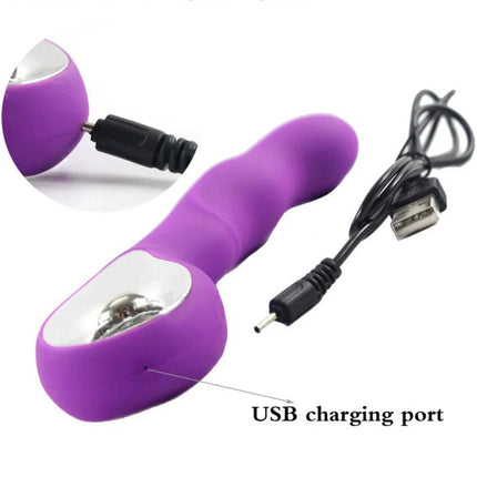 Armony anna pull ring vibrator lila silikonvibrator mit silbernem metallkern und usb-ladeanschluss