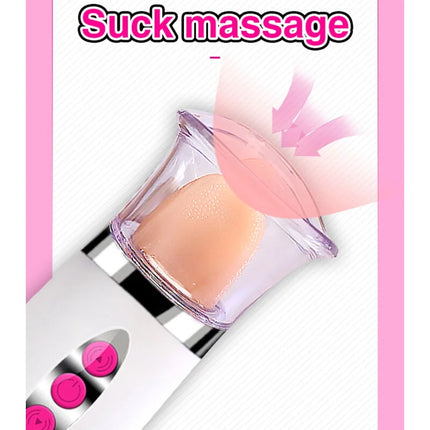 Armony arabel zungenmassager in pink und weiß mit klarem rundem saugkopf zur zungenmassage