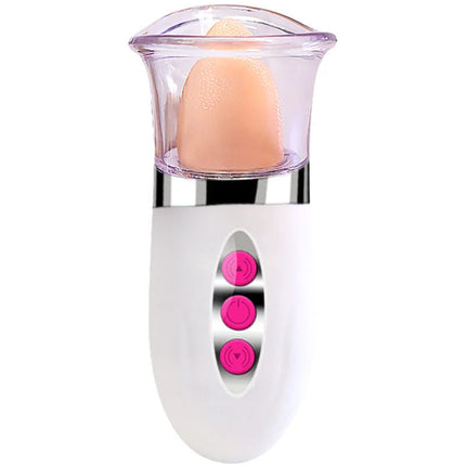 Weißes elektrisches nagelfeilengerät harmony arabel zungenmassager mit pinken tasten und klarer abdeckung