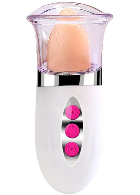 Weißes elektrisches nagelfeilengerät harmony arabel zungenmassager mit pinken tasten und klarer abdeckung