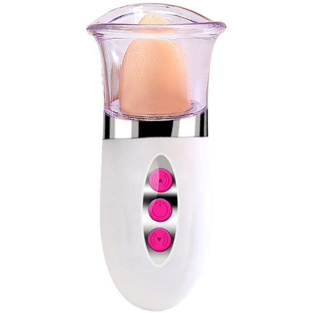 Weißes elektrisches nagelfeilengerät harmony arabel zungenmassager mit pinken tasten und klarer abdeckung