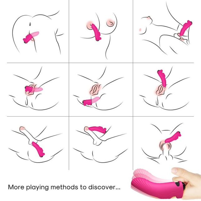 Pink silikon vibrierender finger vibrator mit strukturierter oberfläche und ergonomischem griff fuchsia