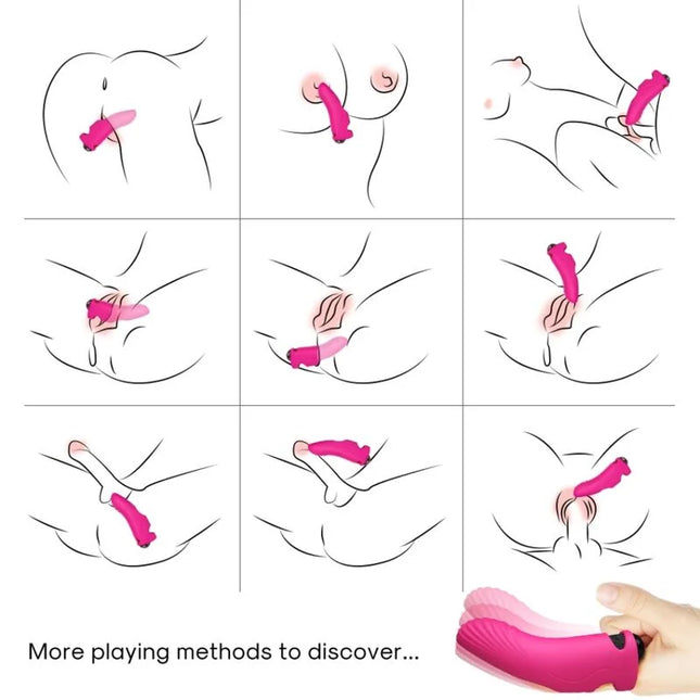 Pink silikon vibrierender finger vibrator mit strukturierter oberfläche und ergonomischem griff fuchsia
