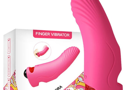 Armony aurora vibrator finger fuchsia pink silikon finger vibrator mit gebogenem, geripptem design und rotem akzentknopf