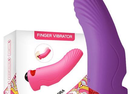 Armony aurora vibrator finger lila lila silikon finger vibrator mit strukturierter, gebogener form und roten akzenttasten