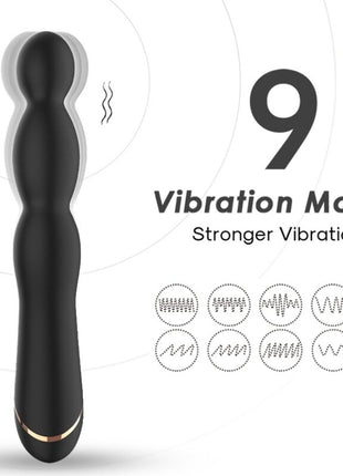 Schwarzer silikon vibrator bmbu mit goldakzent und neun vibrationsmodi für einstellbaren genuss