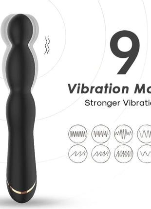 Schwarzer silikon vibrator bmbu mit goldakzent und neun vibrationsmodi für einstellbaren genuss