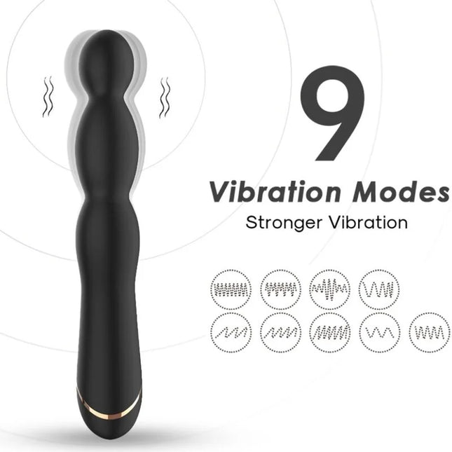 Schwarzer silikon vibrator bmbu mit goldakzent und neun vibrationsmodi für einstellbaren genuss