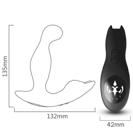 Schwarze silikon-fernbedienung mit stilisiertem weißem logo für harmony bat king vibrator anal prostata rotator