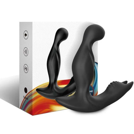 Schwarzer silikon analplug mit ergonomischem bogen und strukturiertem sockel armony bat king vibrator