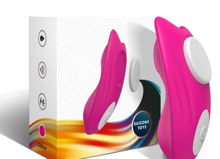 Vibranter pinker silikon vibrator mit weißen runden tasten aus der arMOny butterfly tragbares höschen fernbedienung rosa serie