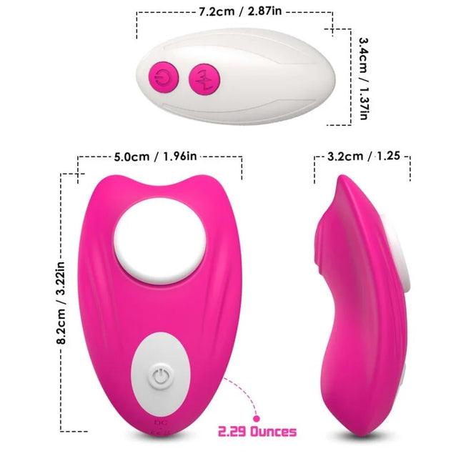 Rosafarbener silikon vibrator armony butterfly mit weißem power-knopf und passender fernbedienung