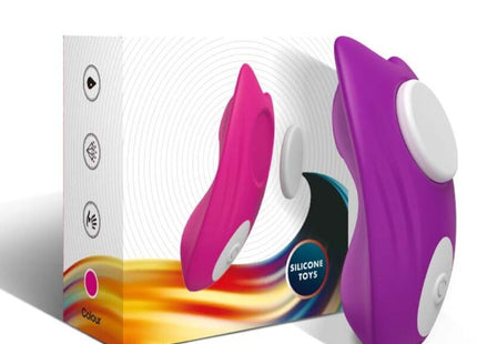 Armony butterfly tragbares höschen vibrator aus lila und pinkem silikon mit weißen tasten und fernbedienung