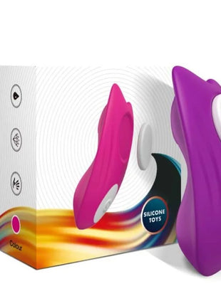 Armony butterfly tragbares höschen vibrator aus lila und pinkem silikon mit weißen tasten und fernbedienung