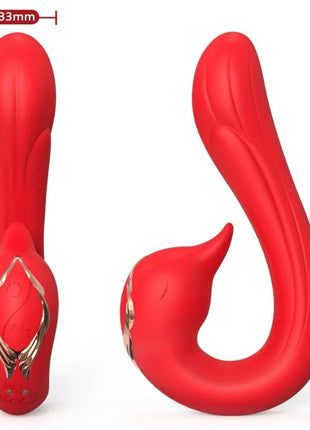 Roter silikon vibrator armonat delfin mit goldenen akzenten ergonomisch und mit wärmeeffekt