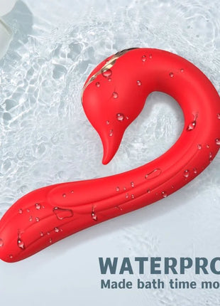 Vibrant roter silikon schwan-förmiger wasserfester arMony delfin vibrator mit gold-akzenten und wärmeeffekt