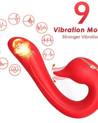 Roter silikon vibrator arsony delfin mit mehrposition und wärmeeffekt mit leuchtender spitze und goldakzenten