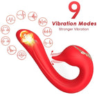 Roter silikon vibrator arsony delfin mit mehrposition und wärmeeffekt mit leuchtender spitze und goldakzenten