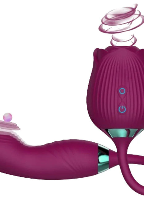 Armony delight blumensaug und stossviolet magentafarbener blütenförmiger vibrator mit gerillter textur und türkisen akzenten