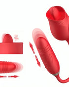 Armony delight blumenvibrator mit roter zunge roter silikon vibrator in rosenform mit flexiblem stiel und strukturierter grifffläche