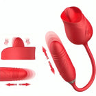 Armony delight blumenvibrator mit roter zunge roter silikon vibrator in rosenform mit flexiblem stiel und strukturierter grifffläche