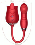 Rotrote rosenvibrator armony delight flower mit glänzendem finish und metallischen details am sockel