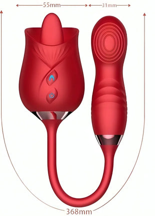 Rotrote rosenvibrator armony delight flower mit glänzendem finish und metallischen details am sockel
