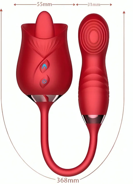Rotrote rosenvibrator armony delight flower mit glänzendem finish und metallischen details am sockel