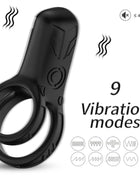 Schwarzer silikonring dopplervibrator harmony mit integriertem steuerknopf und strukturierter grifffläche für diskrete anwendung