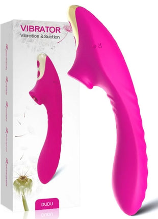 Vibrierendes pink und goldenes dudu sauggerät mit gebogenem griff von harmony fuchsianfarbe