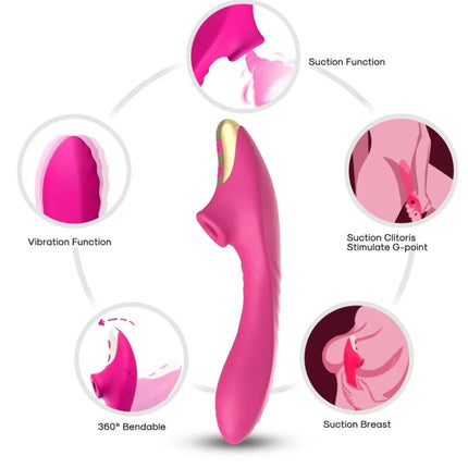 Pink silikon vibrator mit goldfarbenem auslöser und mehreren saugfunktionen aronomy dudú leckt vibrierenden clit fuchsia