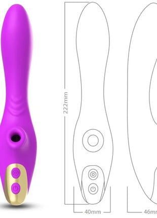 Lila silikonvibrator ariony dudu leckend mit goldfarbenem bedienfeld und zwei kreisförmigen tasten