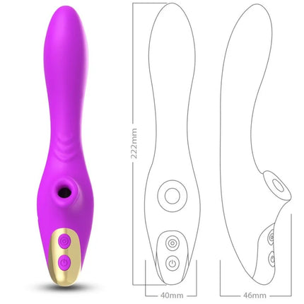 Lila silikonvibrator ariony dudu leckend mit goldfarbenem bedienfeld und zwei kreisförmigen tasten